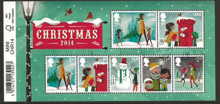 GB 2014 MS3657 Christmas Barcoded Royal Mail Miniature Sheet VFU