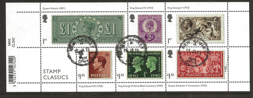 GB 2019 MS4169 Stamp Classics Barcoded Miniature Sheet VFU