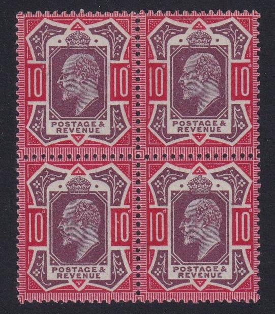 GB 1911 EDWARD VII 10d DULL REDDISH PURPLE & ANILINE PINK M44(5) MNH CAT £2000
