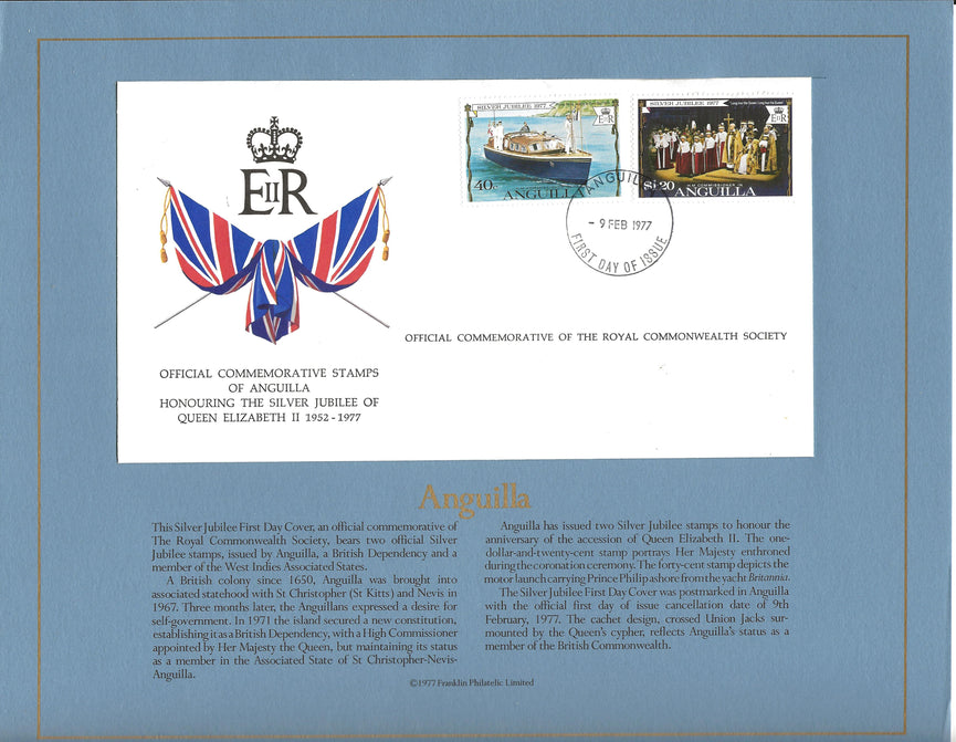 ANGUILLA 1977 SILVER JUBILEE ROYAL COMMONWEALTH SOCIETY FDC