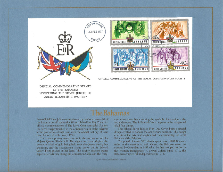 BAHAMAS 1977 SILVER JUBILEE ROYAL COMMONWEALTH SOCIETY FDC