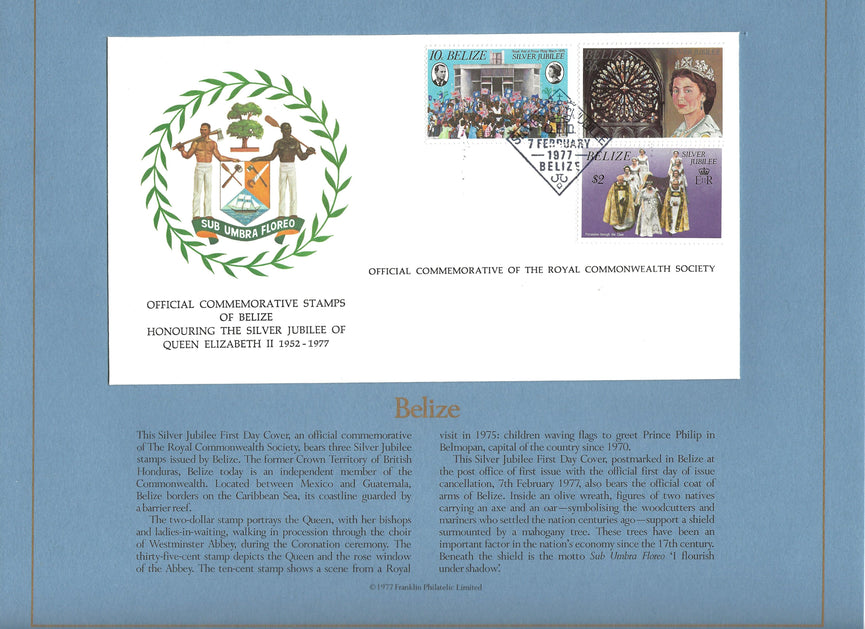 BELIZE 1977 SILVER JUBILEE ROYAL COMMONWEALTH SOCIETY FDC