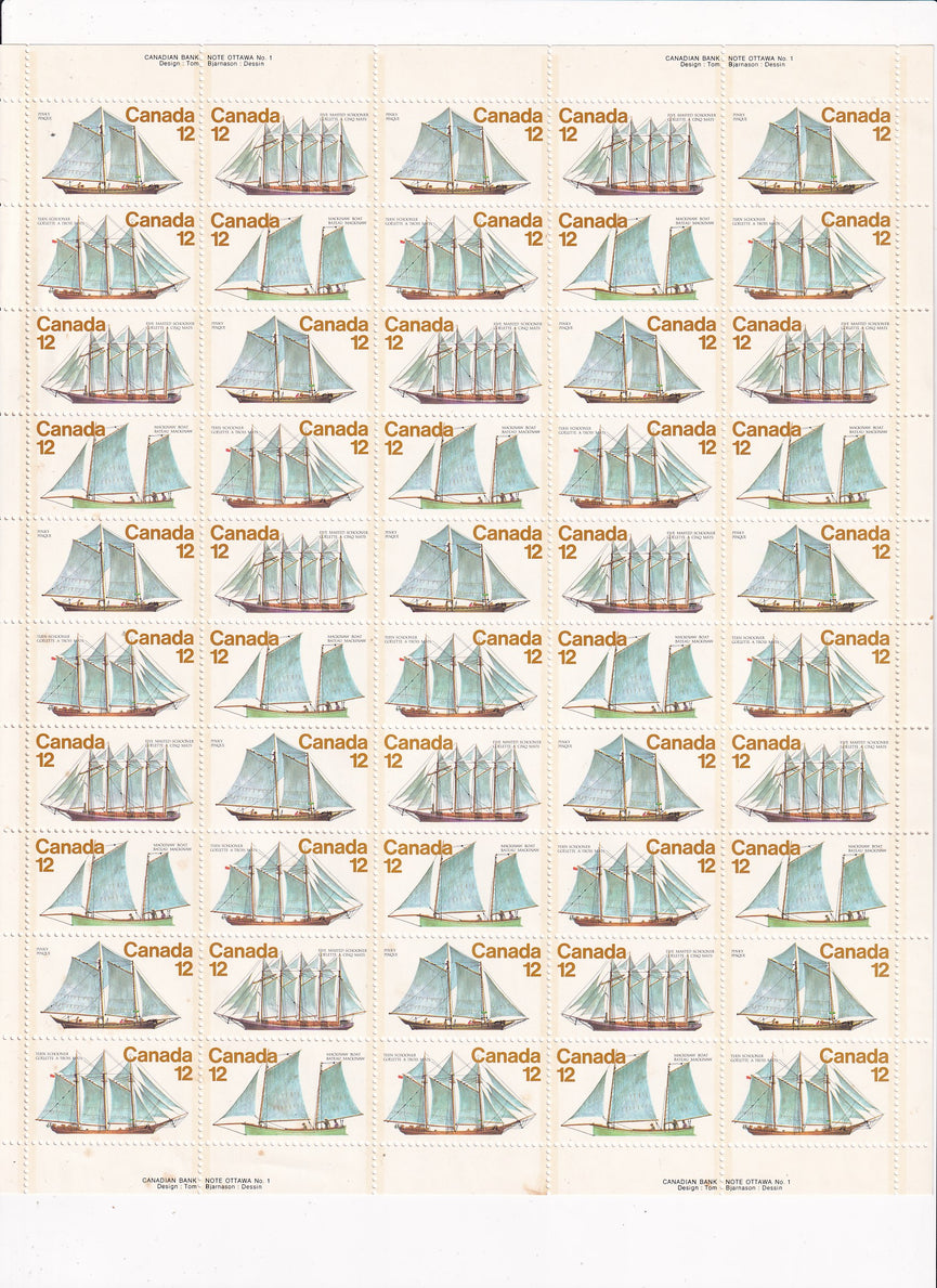 CANADA 1977 Full Pane of 50 Sailing Vessels #747a MNH