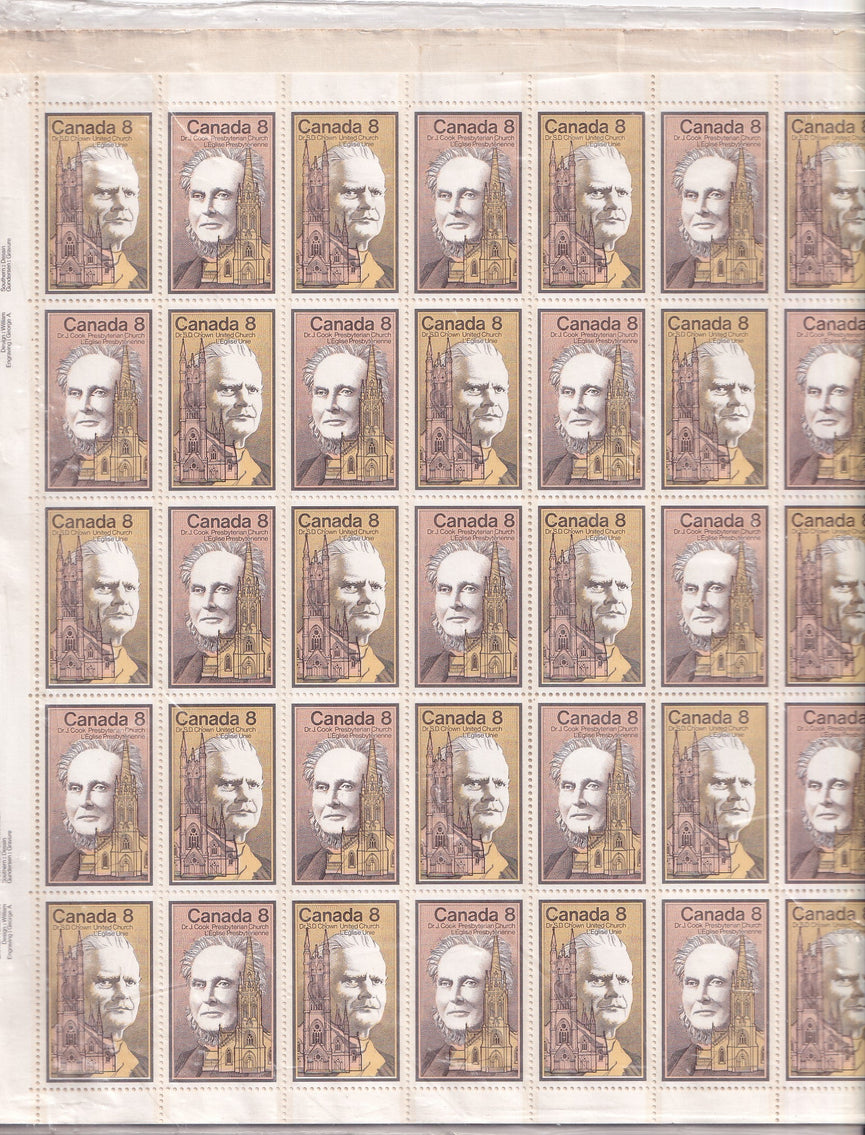 CANADA 1975 Full Pane of 50 In Pack Personalities S Chown & J Cook #662-663 MNH