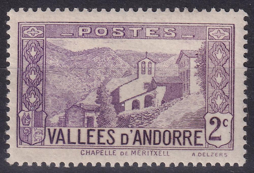 FRENCH ANDORRA SG F25 1932 2c Reddish-Violet MNH