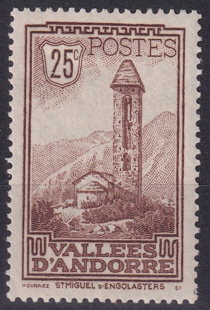 FRENCH ANDORRA SG F31 1932 25c Brown MM