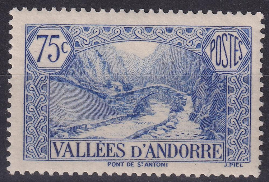 FRENCH ANDORRA SG F47 1937 75c Ultramarine MM