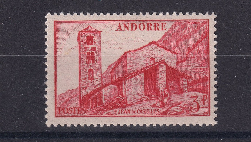 FRENCH ANDORRA SG F112 1951 3f Vermilion MM