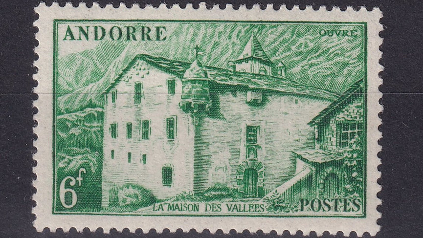 FRENCH ANDORRA SG F124 1951 6f Emerald MM