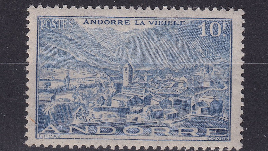 FRENCH ANDORRA SG F128 1946 10f Ultramarine MM