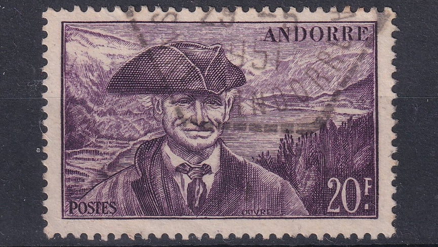 FRENCH ANDORRA SG F137 1948 20f Deep Reddish Violet VFU
