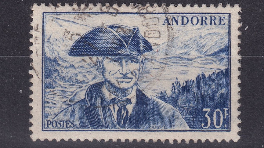 FRENCH ANDORRA SG F140 1951 30f Royal Blue VFU