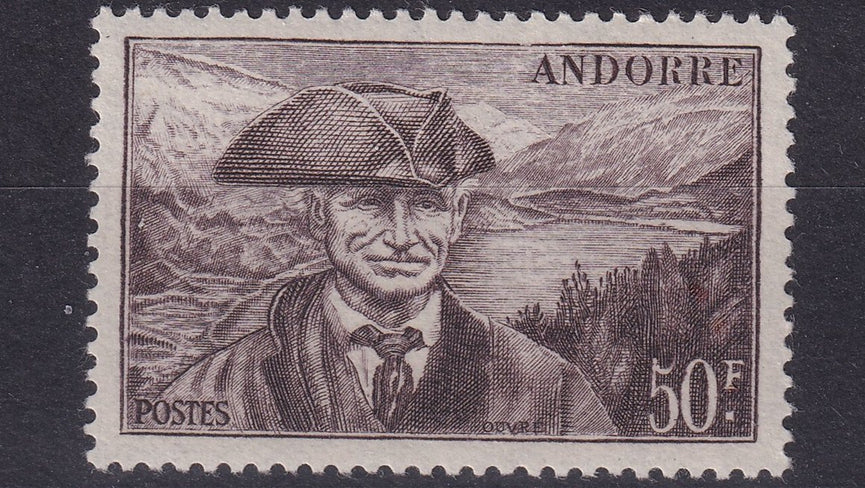 FRENCH ANDORRA SG F142 1944 50f Deep Purple Brown MM