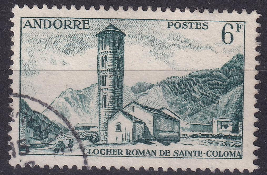 FRENCH ANDORRA SG F148 1955 6f Deep Bluish Green VFU