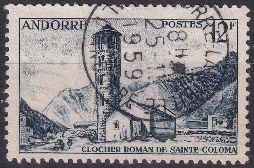 FRENCH ANDORRA SG F151 1955 12f Indigo VFU