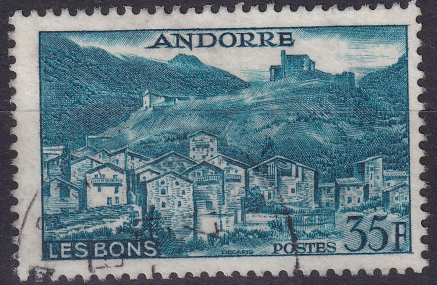 FRENCH ANDORRA SG F157 1957 35f Greenish Blue VFU