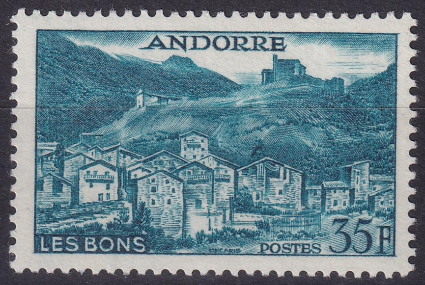 FRENCH ANDORRA SG F157 1957 35f Greenish Blue MM