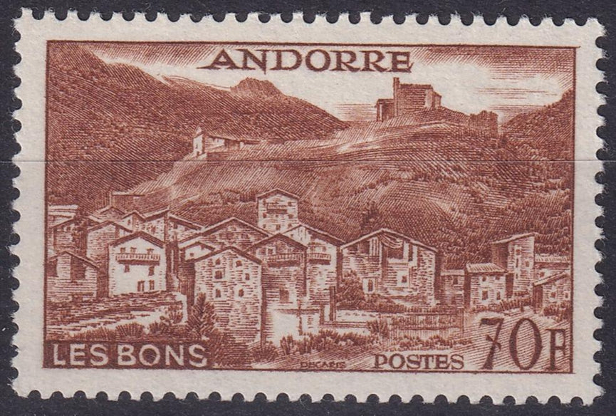 FRENCH ANDORRA SG F161 1957 70f Light Brown MM
