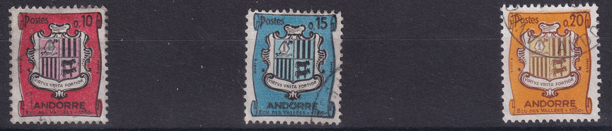 FRENCH ANDORRA SG F169, 171 & 173 1961 VFU