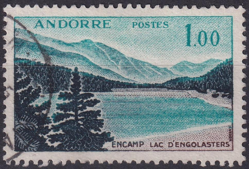 FRENCH ANDORRA SG F180 1961 1f Indigo Sepia & Turquoise VFU
