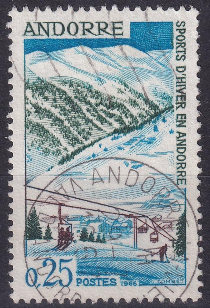 FRENCH ANDORRA SG F195 & 196 1966 Winter Sports 25c & 40c VFU