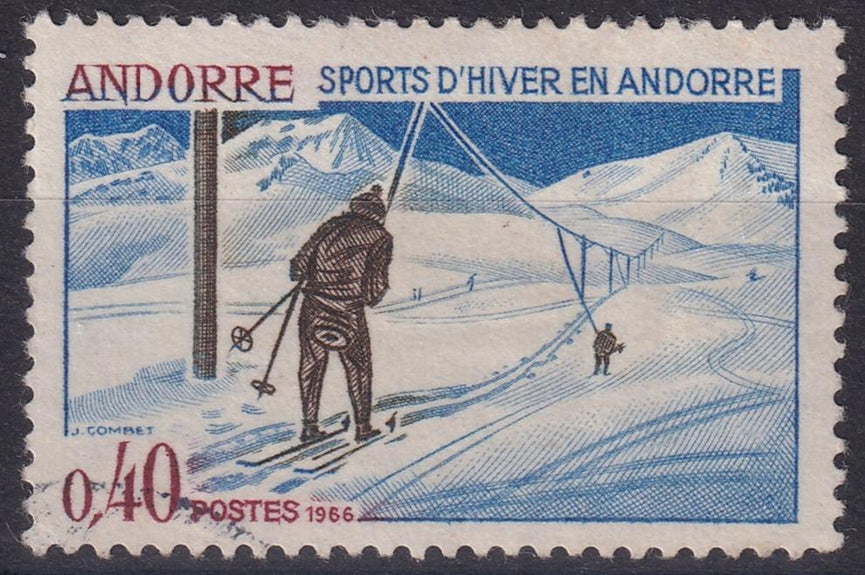 FRENCH ANDORRA SG F195 & 196 1966 Winter Sports 25c & 40c VFU