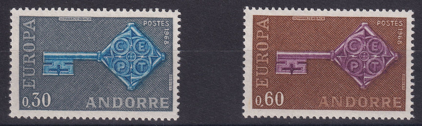FRENCH ANDORRA SG F208 - 209 1968 EUROPA MNH