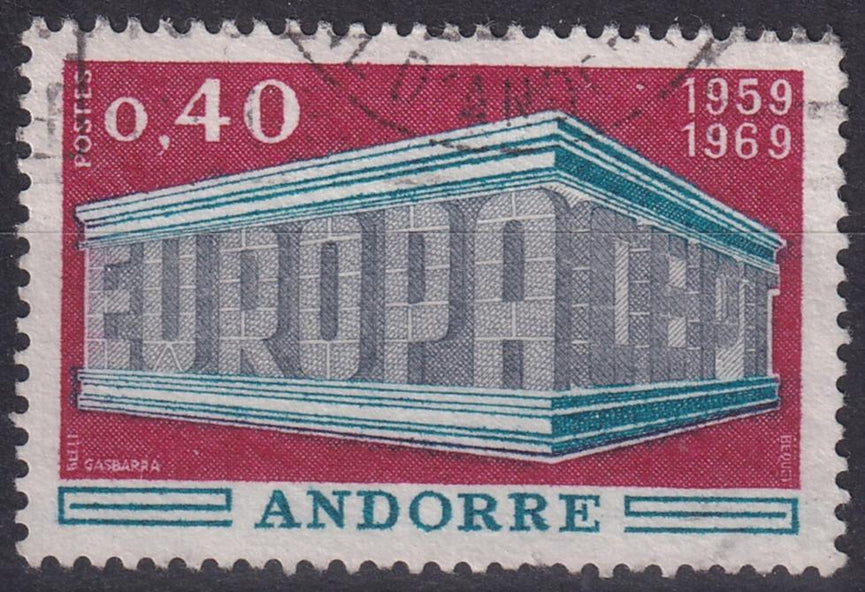 FRENCH ANDORRA SG F214 1969 EUROPA 40c VFU