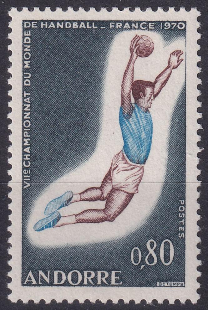 FRENCH ANDORRA SG F221 1970 World Handball Championships 80c MNH