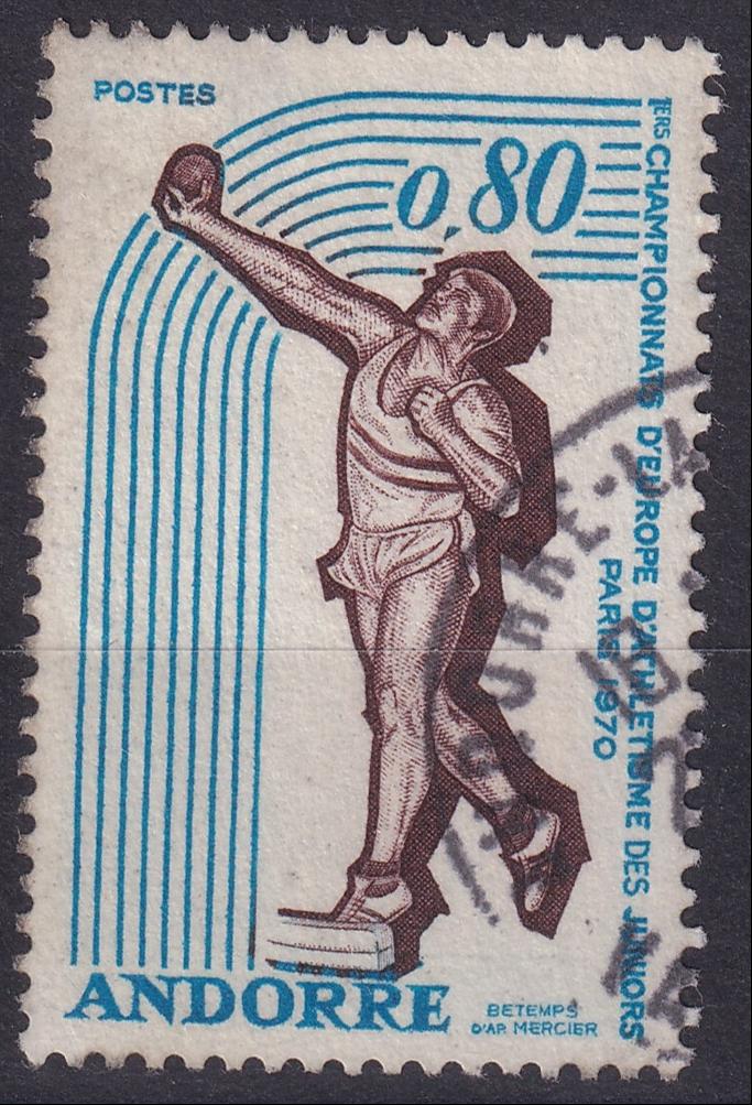 FRENCH ANDORRA SG F224 1970 Junior Athletics Championships 80c VFU