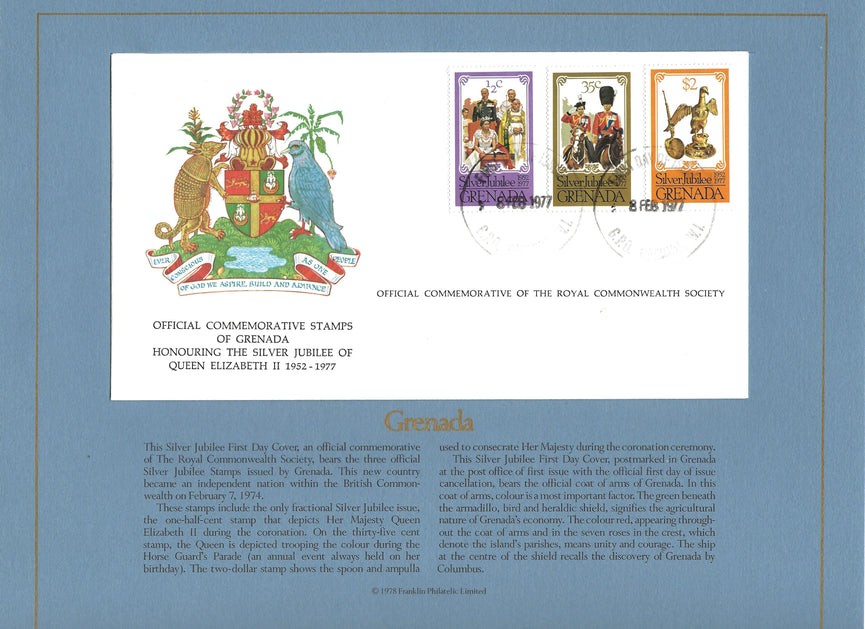 GRENADA 1977 SILVER JUBILEE ROYAL COMMONWEALTH SOCIETY FDC