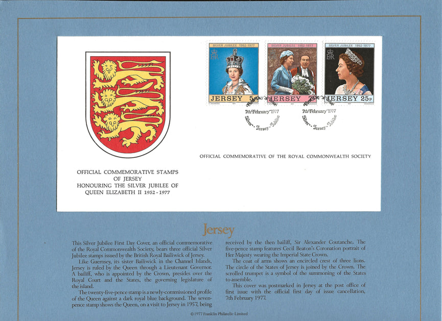 JERSEY 1977 SILVER JUBILEE ROYAL COMMONWEALTH SOCIETY FDC