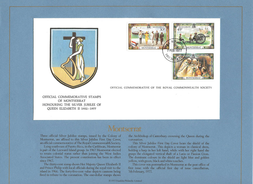 MONTSERRAT1977 SILVER JUBILEE ROYAL COMMONWEALTH SOCIETY FDC