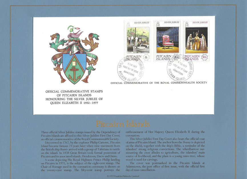 PITCAIRN ISLANDS 1977 SILVER JUBILEE ROYAL COMMONWEALTH SOCIETY FDC