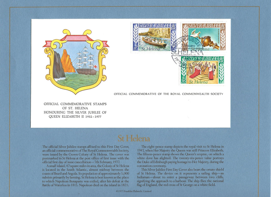 ST HELENA 1977 SILVER JUBILEE ROYAL COMMONWEALTH SOCIETY FDC