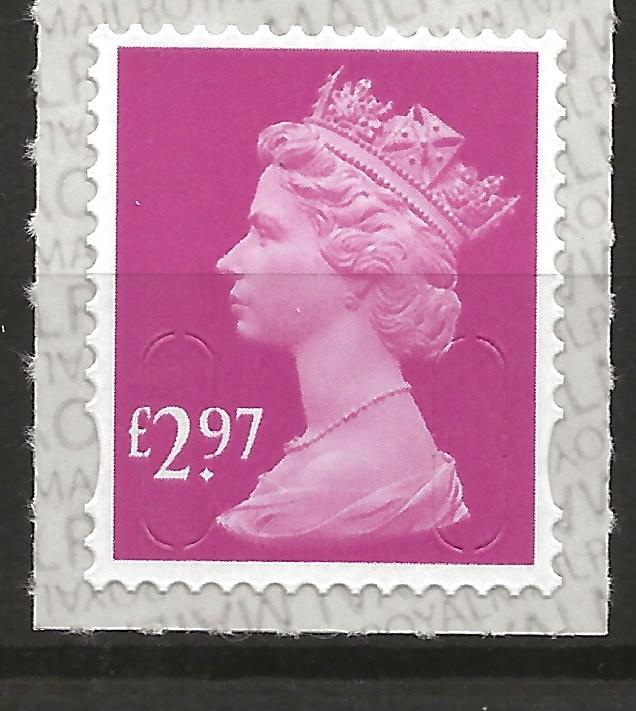 GB SG U2965 Security Machin Stamp £2.97 S/A M20L