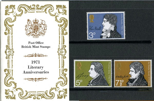 GB 1971 Literary Anniversaries Royal Mail Presentation Pack 32