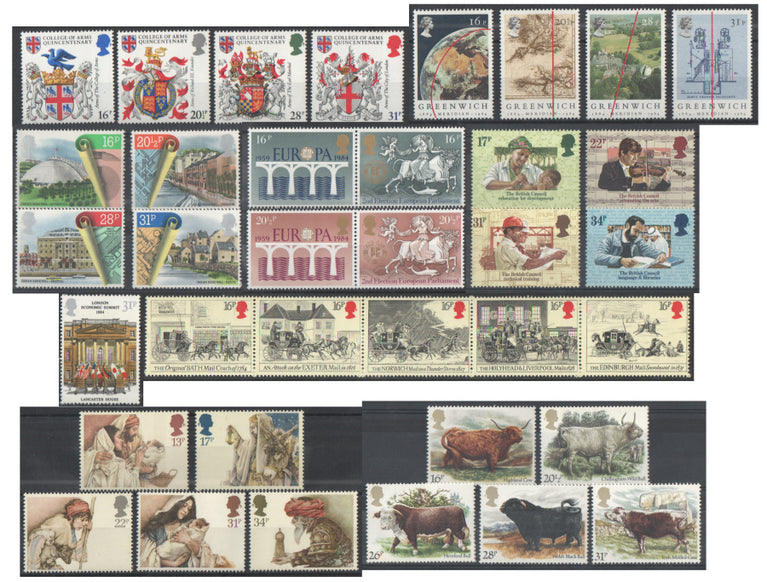 GB 1984 COMMEMORATIVE YEAR SET COMPLETE SG 1236 - 1271 MNH