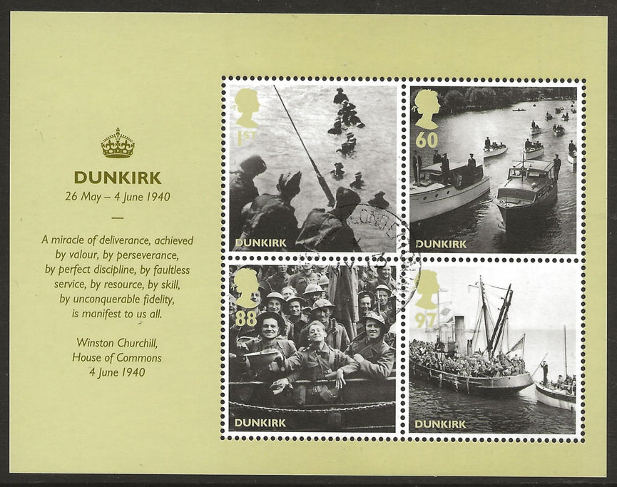 GB 2010  MS3086  Britain Alone - Dunkirk Royal Mail Miniature Sheet VFU