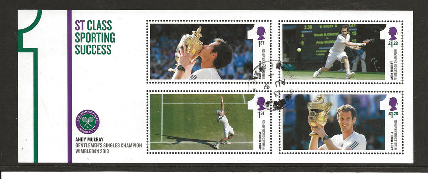 GB 2013 MS3511  Andy Murray Wimbledon Champion Royal Mail Miniature Sheet VFU