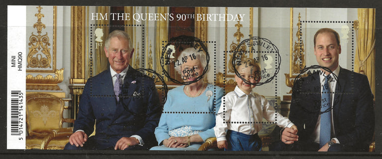 GB 2016 MS3832 HM the Queen 90th Birthday Barcoded Miniature Sheet VFU