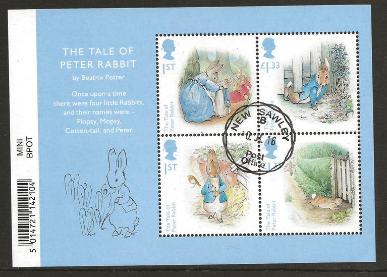GB 2016 MS3868 Beatrix Potter Barcoded Miniature Sheet VFU