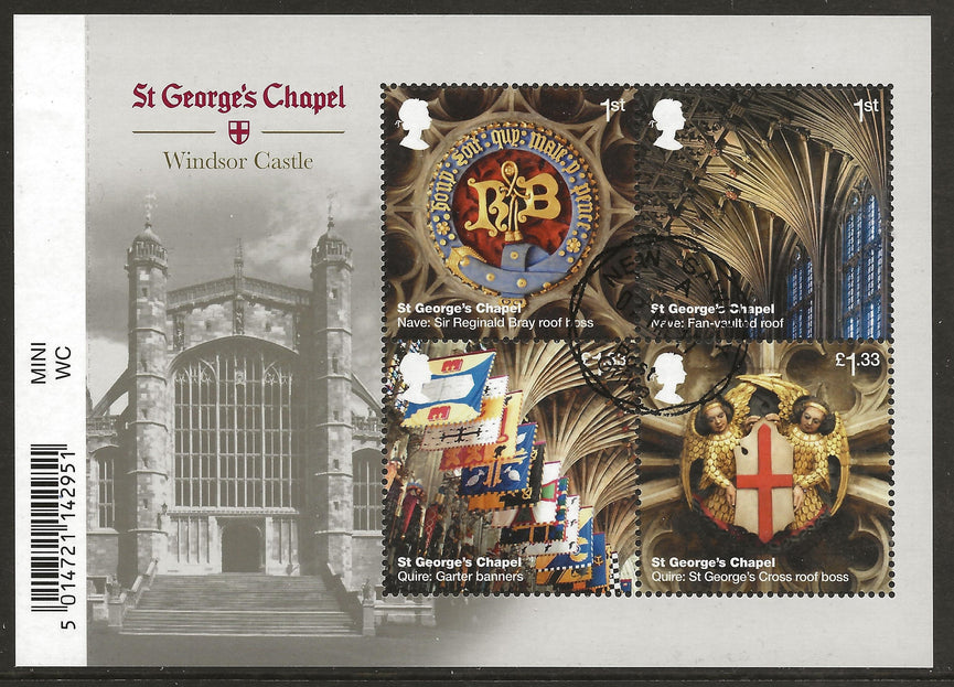 GB 2017 MS3932 Windsor Castle Barcoded Miniature Sheet VFU