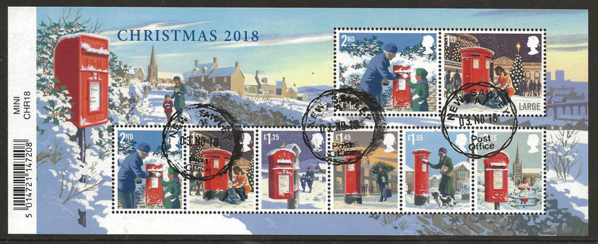 GB 2018 MS4162 Christmas Barcoded Miniature Sheet VFU
