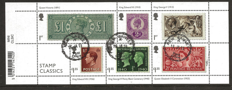 GB 2019 MS4169 Stamp Classics Barcoded Miniature Sheet VFU