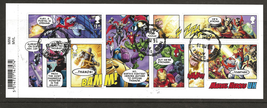 GB 2019 MS4192 Marvel Barcoded Miniature Sheet VFU