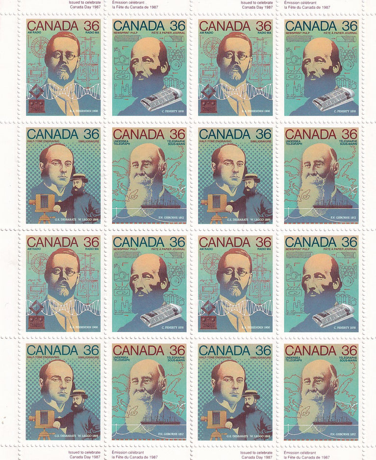 CANADA 1987 Full Pane of 16 36c Science And Technology #1035 - 1038 MNH