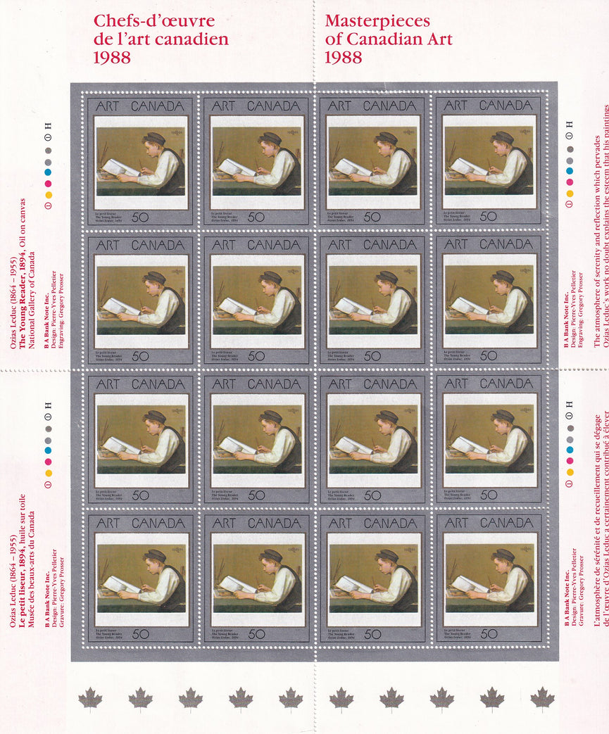 CANADA 1988 Full Pane of 16 50c Masterpieces Of Canadian Art SG 1289 #1203 MNH