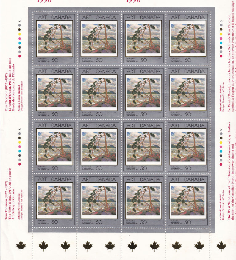 CANADA 1990 Full Pane of 16 50c Masterpieces Of Canadian Art SG 1384 #1271 MNH