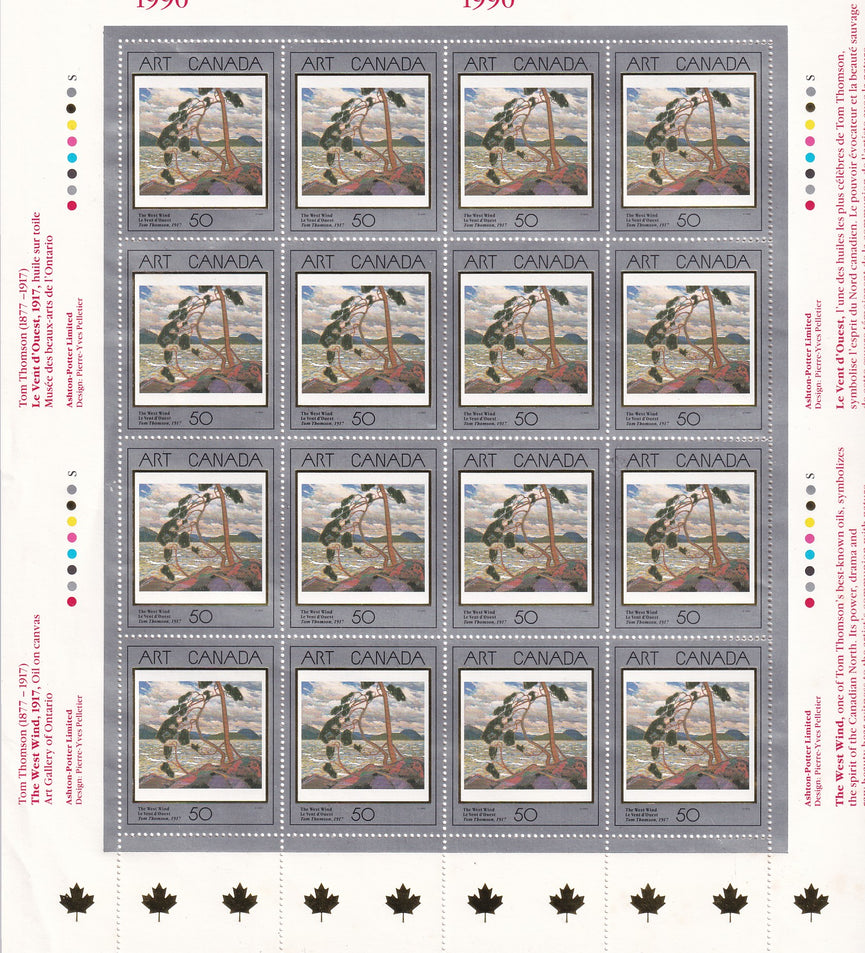 CANADA 1990 Full Pane of 16 50c Masterpieces Of Canadian Art SG 1384 #1271 MNH